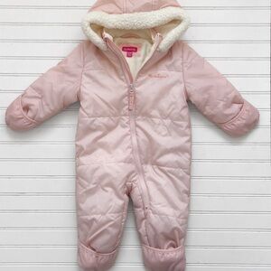 EUC Girls Blush Super Warm Pink Fleece Lined Insulated Water Resistant Snowsuit